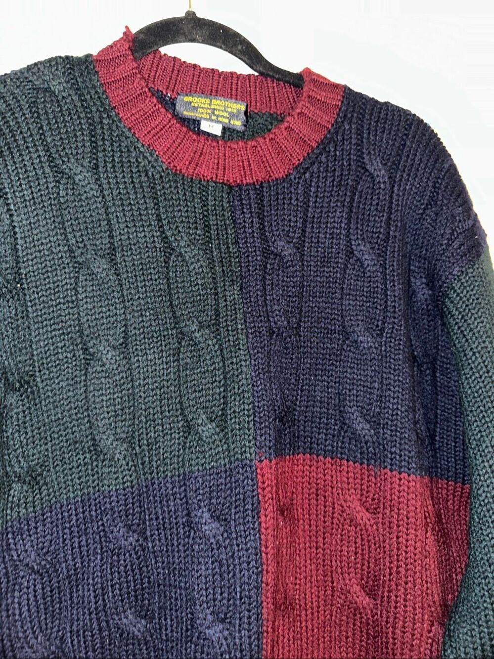 Vintage Brooks Brothers 1818 Sweater Sz medium multi color 100% Wool Crewneck Pu - Picture 3 of 5